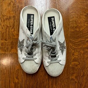 Golden goose superstar glitter slip on open back size 38